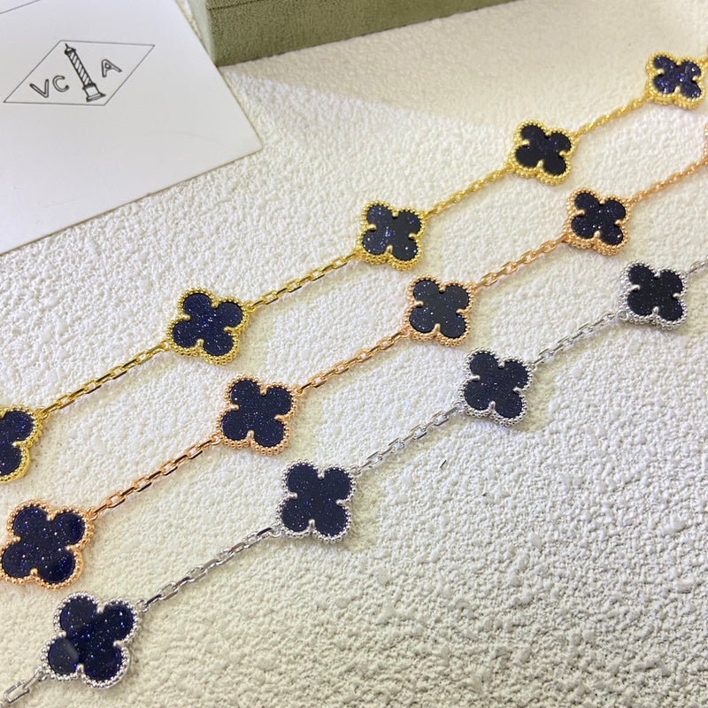 VAB50  Women's colorful gold and stone five flower bracelet jewelry